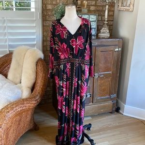 CHICO'S MAXI DRESS CLASSIC PLEATED ORCHID FLOWER DRESS NEW 4 XL 20